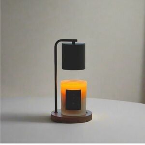 NIB Coyal Candle Warmer Lamp, Metal, Black/Wood,Home Decor,Safer,Melts,Fragrance